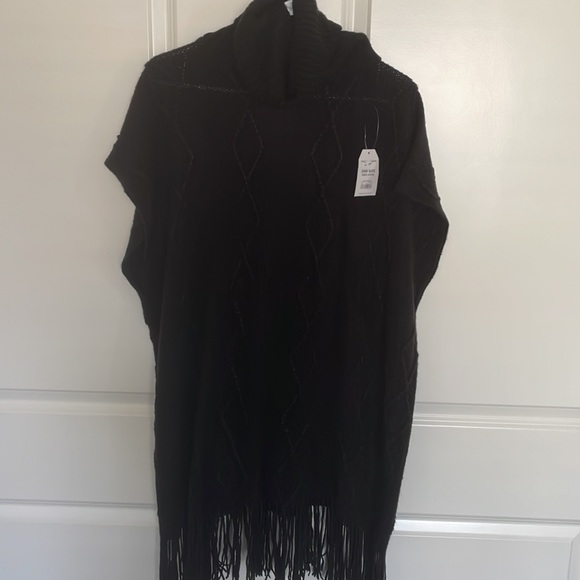 Time and Tru Black Knit sleeveless pullover sweater Fringed hem- One Size - Picture 3 of 9